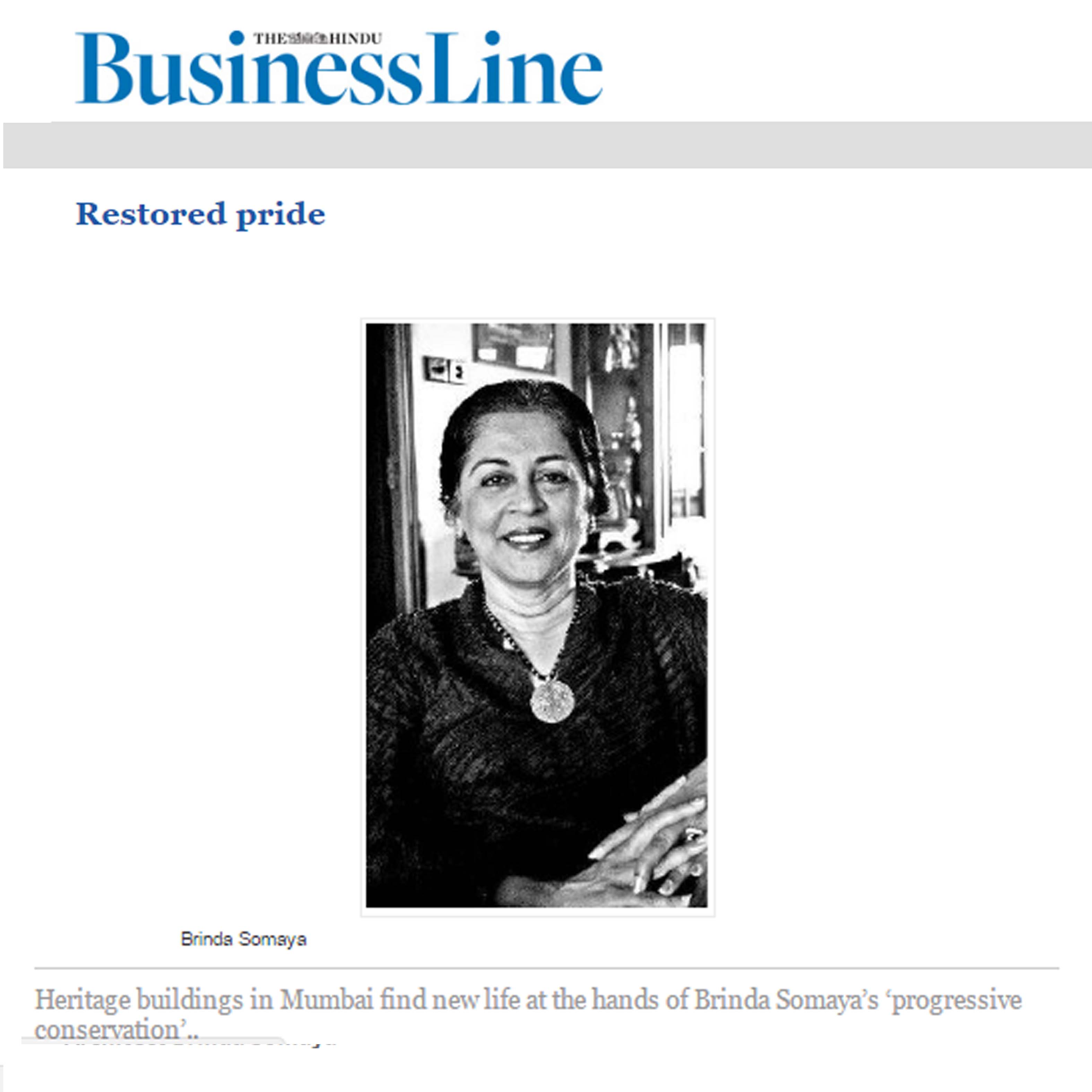 Restored Pride, The Hindu Business Line, 23rd October 2009